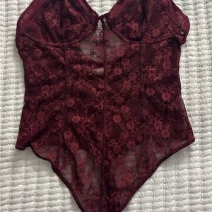 Free People Red Bustier Bodysuit